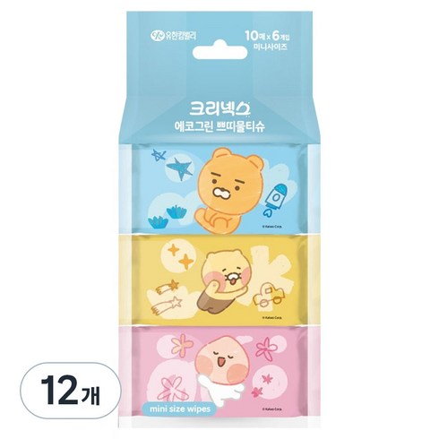 크리넥스 에코그린 쁘띠 물티슈, 50g, 10매, 12팩