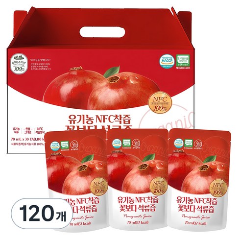 유기농마루 유기농 NFC 착즙 꽃보다 석류즙, 70ml, 120개