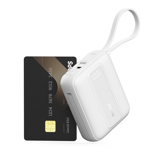 프롭스 30W PPS 초고속 충전 10000mAh 기내반입 미니 일체형 휴대용 보조배터리, 스노우, PFB112S10