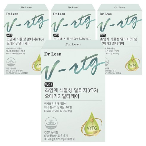 닥터린 초임계 식물성 알티지(rTG) 오메가3 멀티케어 33.78g, 30정, 4개