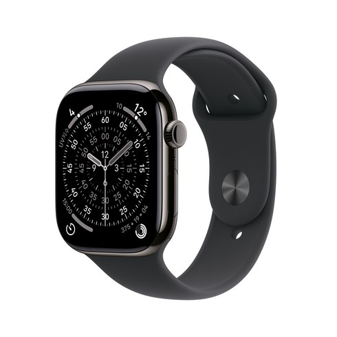Apple 2025 애플워치 시리즈 11, 슬레이트, 46mm, GPS+Cellular, 티타늄,슬레이트/블랙 스포츠 밴드, S/M