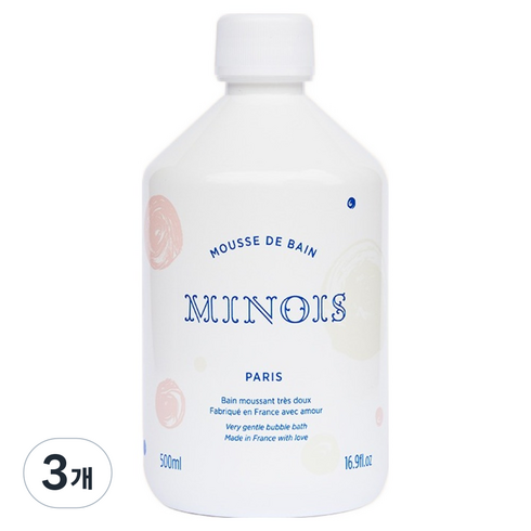 미느와 베이비 버블 배스, 3개, 500ml