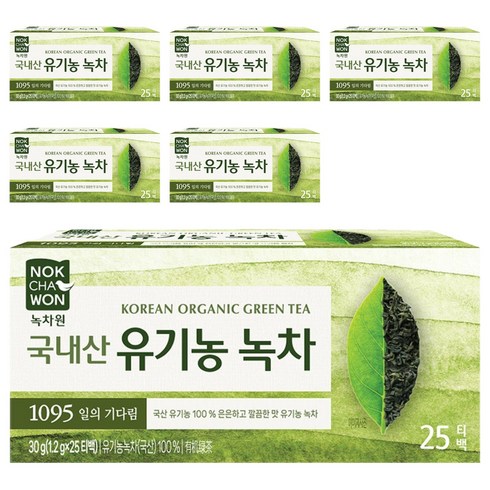 녹차원 국내산 유기농 순수녹차 티백, 1.2g, 25개입, 6개
