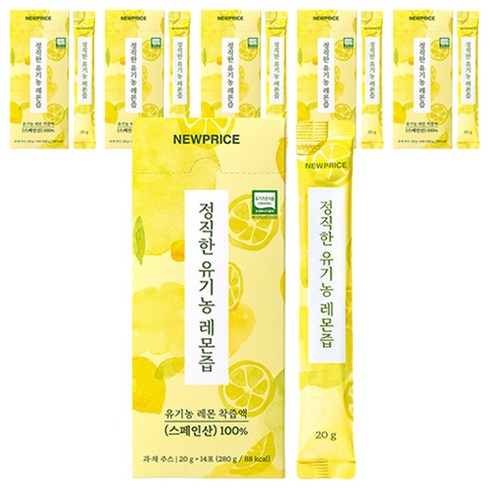 뉴프라이스 정직한 유기농 레몬즙, 280ml, 280g, 6개