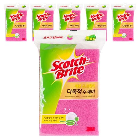스카치브라이트 제로스크래치 다목적 수세미, 1개입, 6개