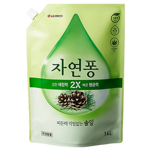 [비건라이프] 자연퐁 찌든때 걱정없는 솔잎 주방세제 파우치형, 1.18L, 1개