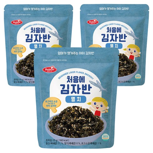 베베스트 유아용 처음에 김자반, 멸치, 25g, 3개