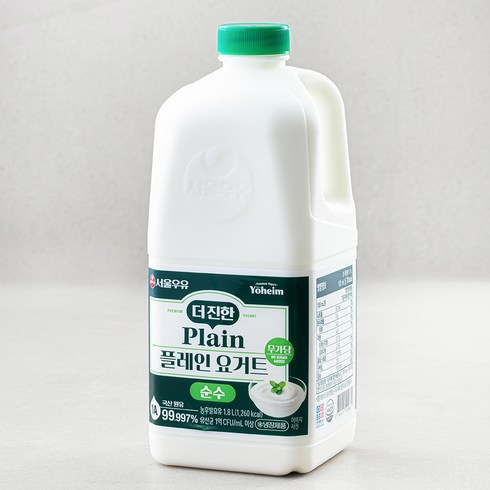 서울우유 더 진한 순수 플레인 요거트, 1.8L, 1개입, 1개