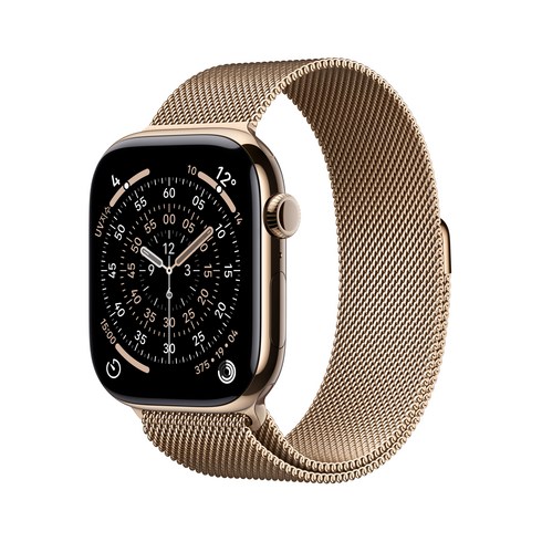 Apple 2025 애플워치 시리즈 11, 골드, 46mm, GPS+Cellular, 티타늄,골드/골드 밀레니즈 루프, S/M