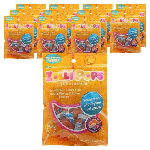 졸리팝 무설탕 막대사탕 오렌지, 40g, 12개