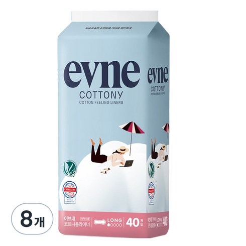 이브네 프리미엄 코트니 팬티라이너, 8개, 40개입, 롱