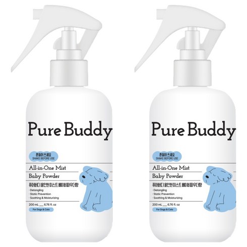 퓨어버디 반려동물 올인원 미스트 베이비파우더향, 200ml, 1개입, 2개