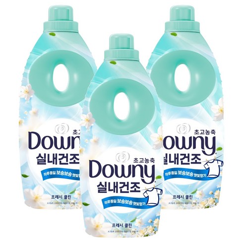 다우니 실내건조 초고농축 섬유유연제 프레시 클린 본품, 1L, 3개