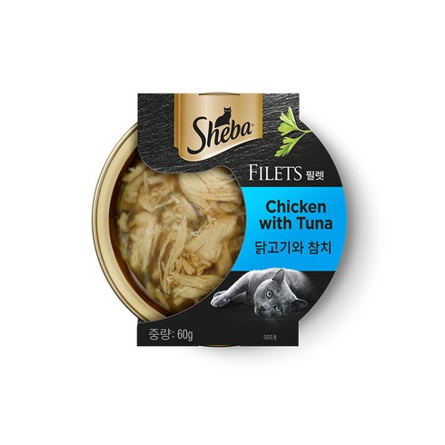 쉬바 어덜트 고양이 필렛 습식사료, 닭+참치, 60g, 16개