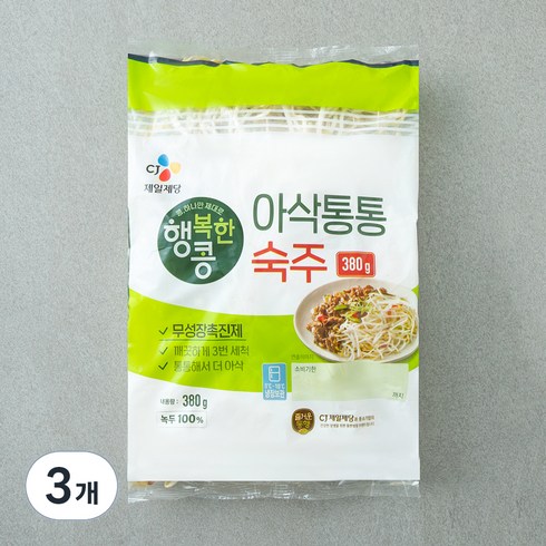 CJ제일제당 행복한콩 아삭통통 숙주, 380g, 3개