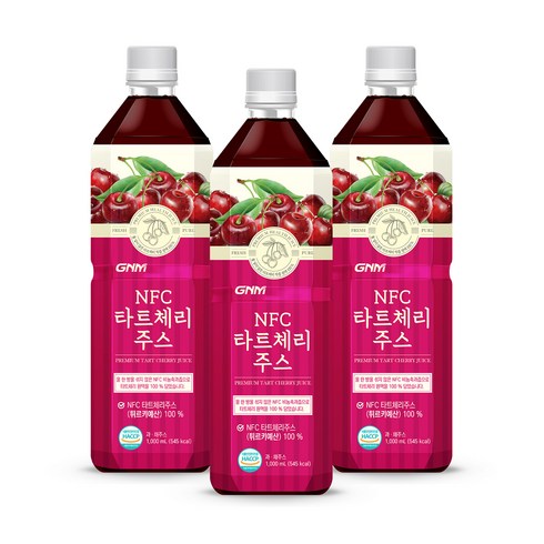 GNM자연의품격 물 넣지 않은 NFC 타트체리 주스 착즙 원액, 1L, 3병