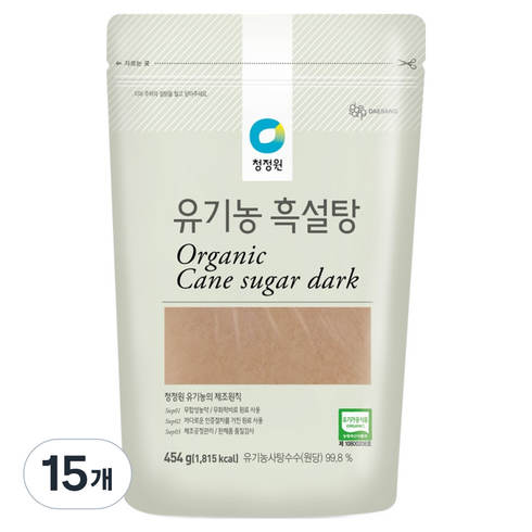 청정원 유기농 흑설탕, 454g, 15개