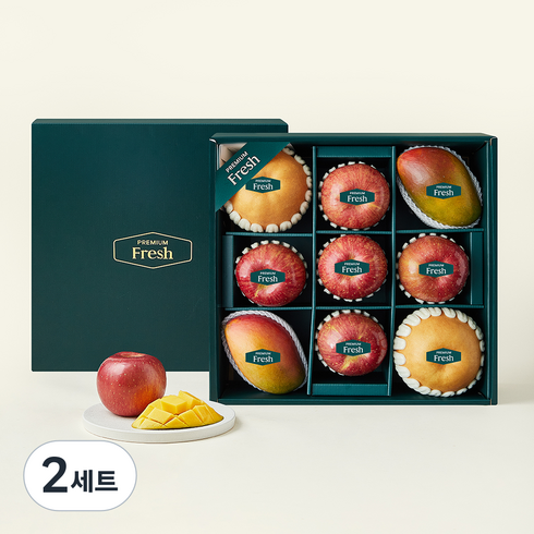 프리미엄 사과 5입 + 배 2입 + 애플망고 2입 선물세트 4kg, 2세트