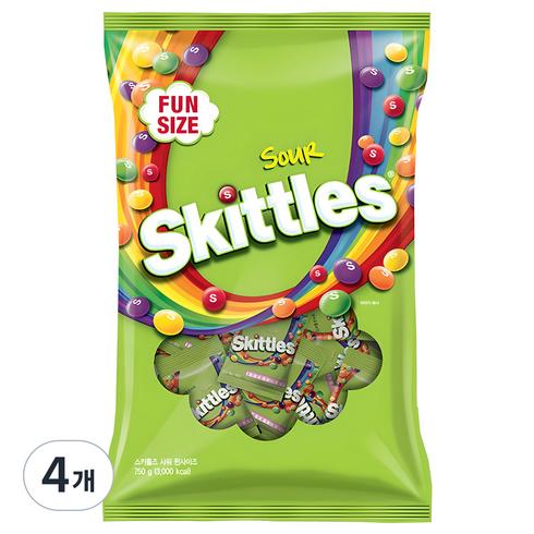 스키틀즈 사워 펀사이즈, 750g, 4개