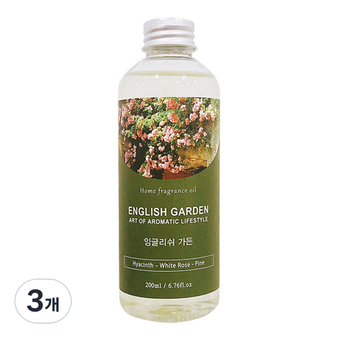 아로마코 디퓨저 리필액, 잉글리쉬가든, 200ml, 3개