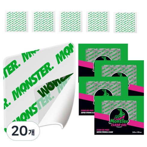 몬스터겔 초강력 양면 스티커형 사각 클리어겔 45p, 20개