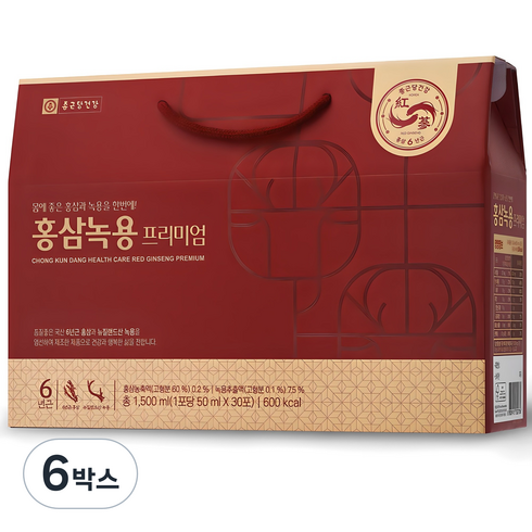 종근당건강 홍삼녹용 프리미엄, 30정, 6개