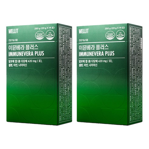 웰릿 정품 이뮨베라 플러스 알로에 면역젤리 14p, 280g, 2개