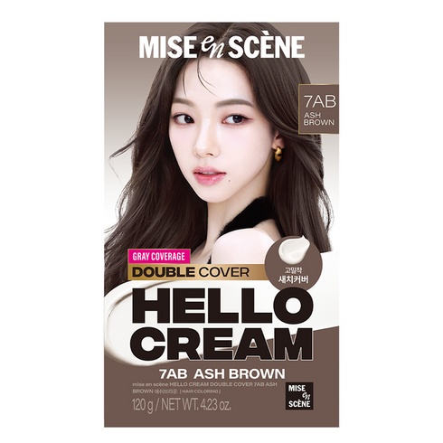 미쟝센 헬로크림 더블커버 새치 염색제, 애쉬브라운, 1개