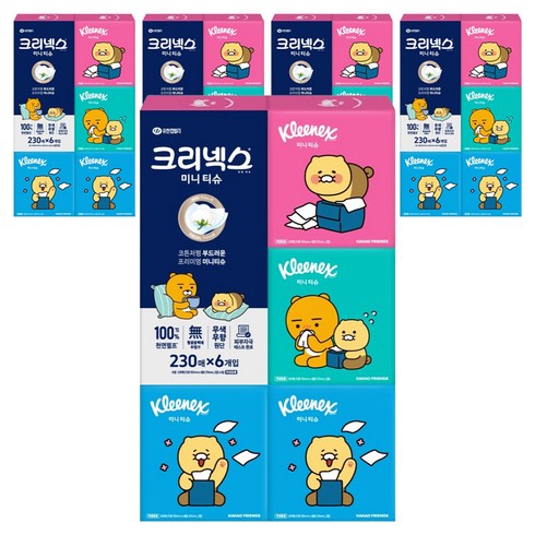 크리넥스 코튼처럼 부드러운 프리미엄 미니티슈 카카오프렌즈, 230매입, 30개