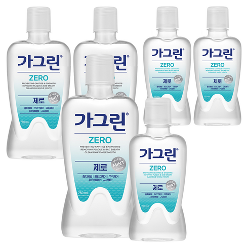 가그린 제로 구강청결제 750ml + 250ml, 3세트