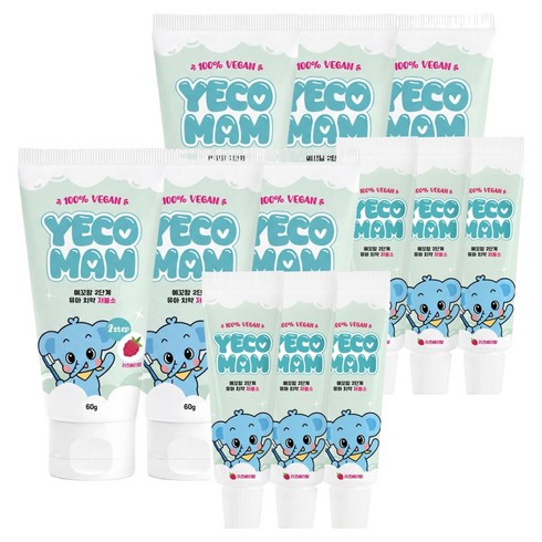 예꼬맘 2단계 유아치약 저불소 60g + 미니치약 15g 라즈베리향, 6세트
