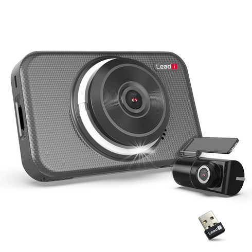 리드아이 K4 와이파이 커넥티드 전후방 FHD 2채널 블랙박스 R-R-HYo-LEAD, 64GB, 동글이