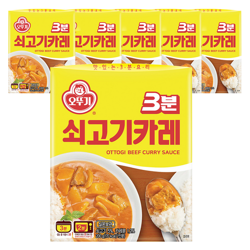 오뚜기3분 쇠고기카레, 200g, 6개