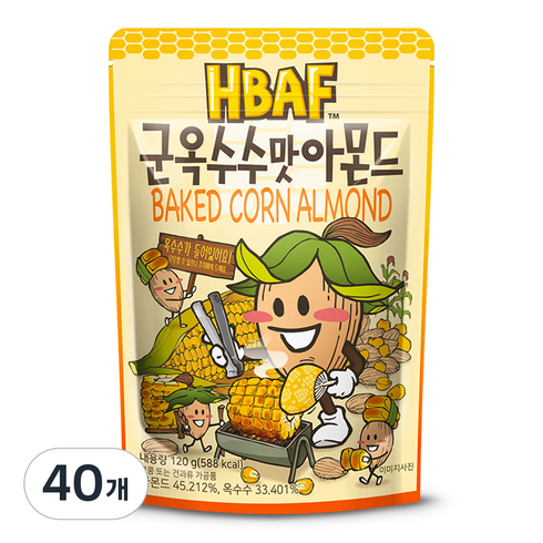 바프 군옥수수맛 아몬드, 120g, 40개
