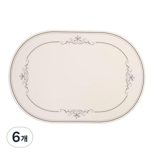 디아르 플래티넘 실리콘 방수 식탁매트 그라치오소, 오트밀베이지, 43 x 29.5 cm, 6개