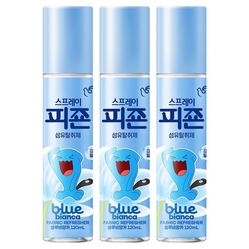 피죤 스프레이 강력 섬유탈취제 블루비앙카, 120ml, 3개