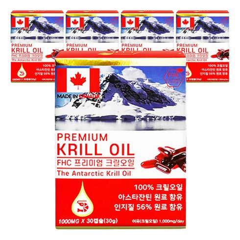 FHC 프리미엄 크릴오일 30g, 30정, 5개