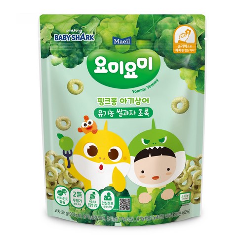 요미요미 유기농 쌀과자, 초록, 25g, 1개