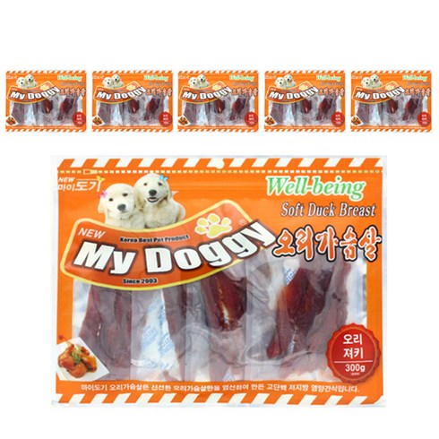 NEW 마이도기 강아지 건조간식, 오리져키, 300g, 6개