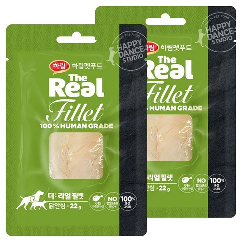 하림펫푸드 더리얼 강아지 필렛 간식, 닭안심, 22g, 2개