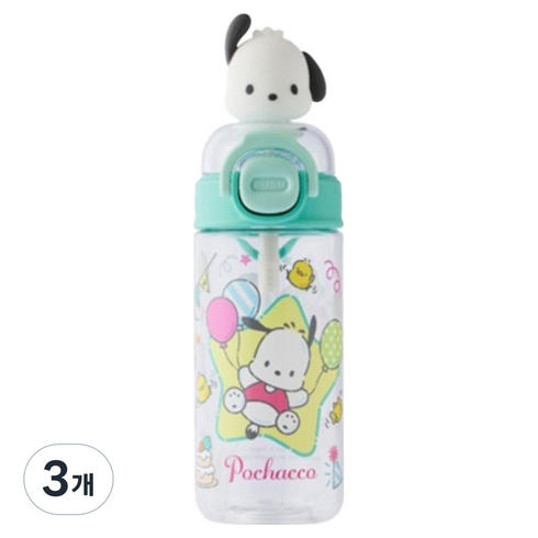 락앤락 스쿨핏 산리오 포차코 원터치 보틀 ABF899MIT_SR, 민트, 3개, 430ml