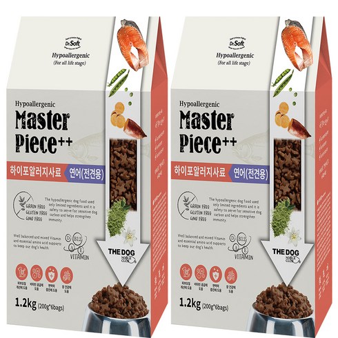 더독 전연령용 강아지 닥터소프트 명작 기능성 사료, 피부/피모+알러지, 1.2kg, 2개