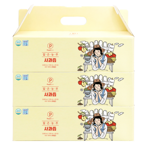 푸릇담 젊은농부 사과즙, 100ml, 90개