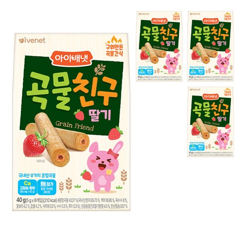 아이배냇 곡물친구, 딸기, 40g, 4개