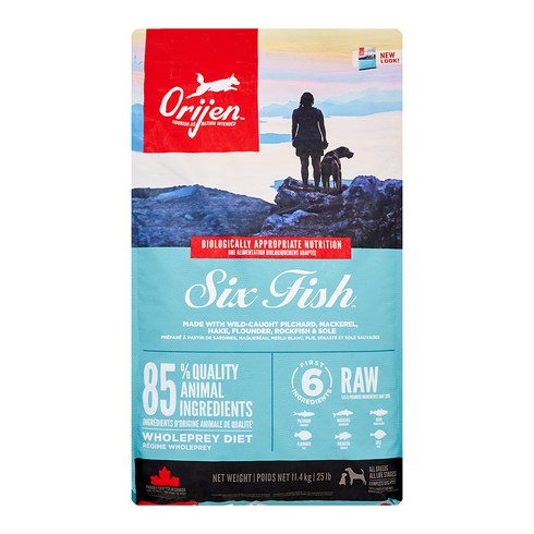오리젠 강아지 식스 피쉬 건식사료, 청어+연어, 11.4kg, 1개