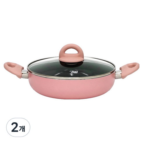 ELO 인덕션 파스텔핑크 IH 세라믹 코팅 냄비 전골, 24cm, 2개