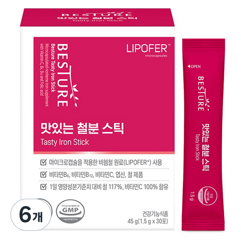 베스처 맛있는 철분스틱 30p, 6개, 45g