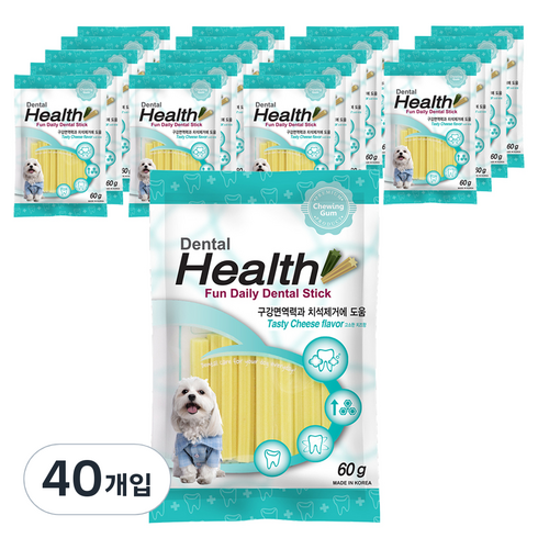 덴탈헬스 강아지 펀 데일리 덴탈껌, 치즈맛, 60g, 40개