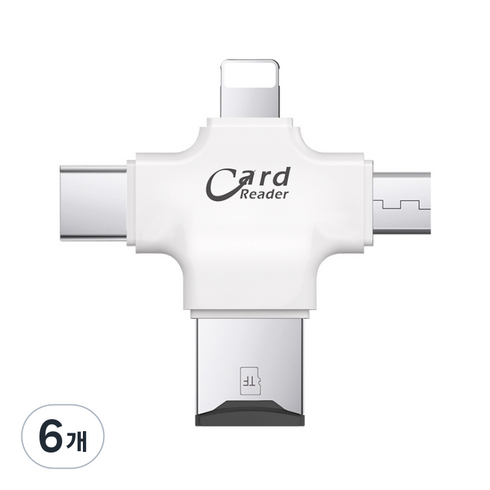 테크맨 Type C 8pin 스마트폰 다용도 OTG 젠더, 화이트, 6개