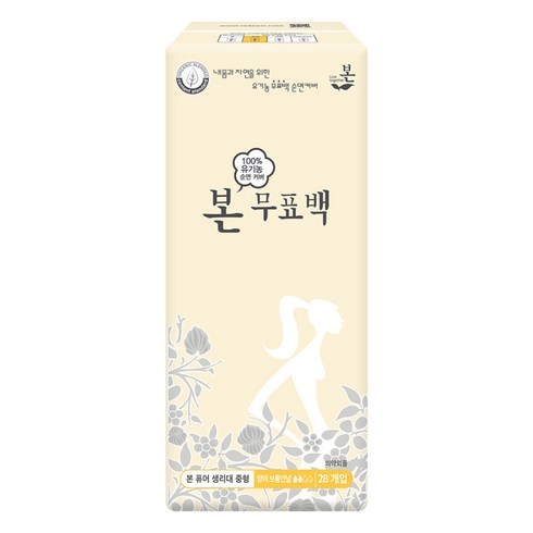 유기농본 순면 생리대 날개형, 중형, 28개입, 1개
